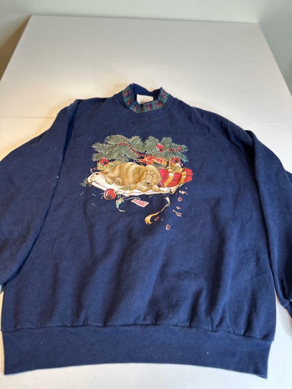 Navy Holiday Puppy Crewneck Sweater